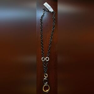 Anne Klein Black, Silver And Gold Chain Necklace